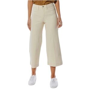 OAT New York Natural High Rise Wide Leg Crop Cotton Pant Size 28